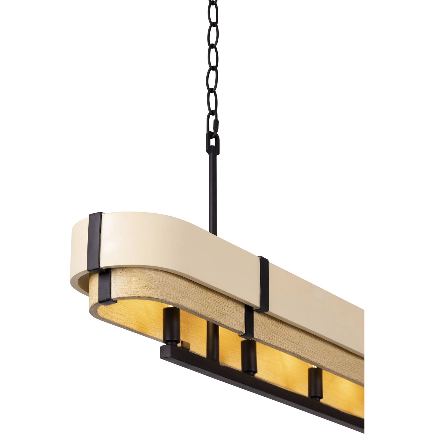 006 SI-2025813 | Closeup | Blonde Moment Linear Pendant by Varaluz in matte black/honey/medium oak. Made from unique in a modern style.