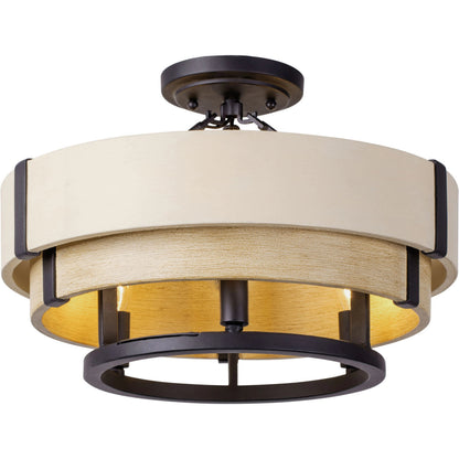 Blonde Moment Semi-Flush by Varaluz in matte black/honey/medium oak. Made from unique in a modern style.