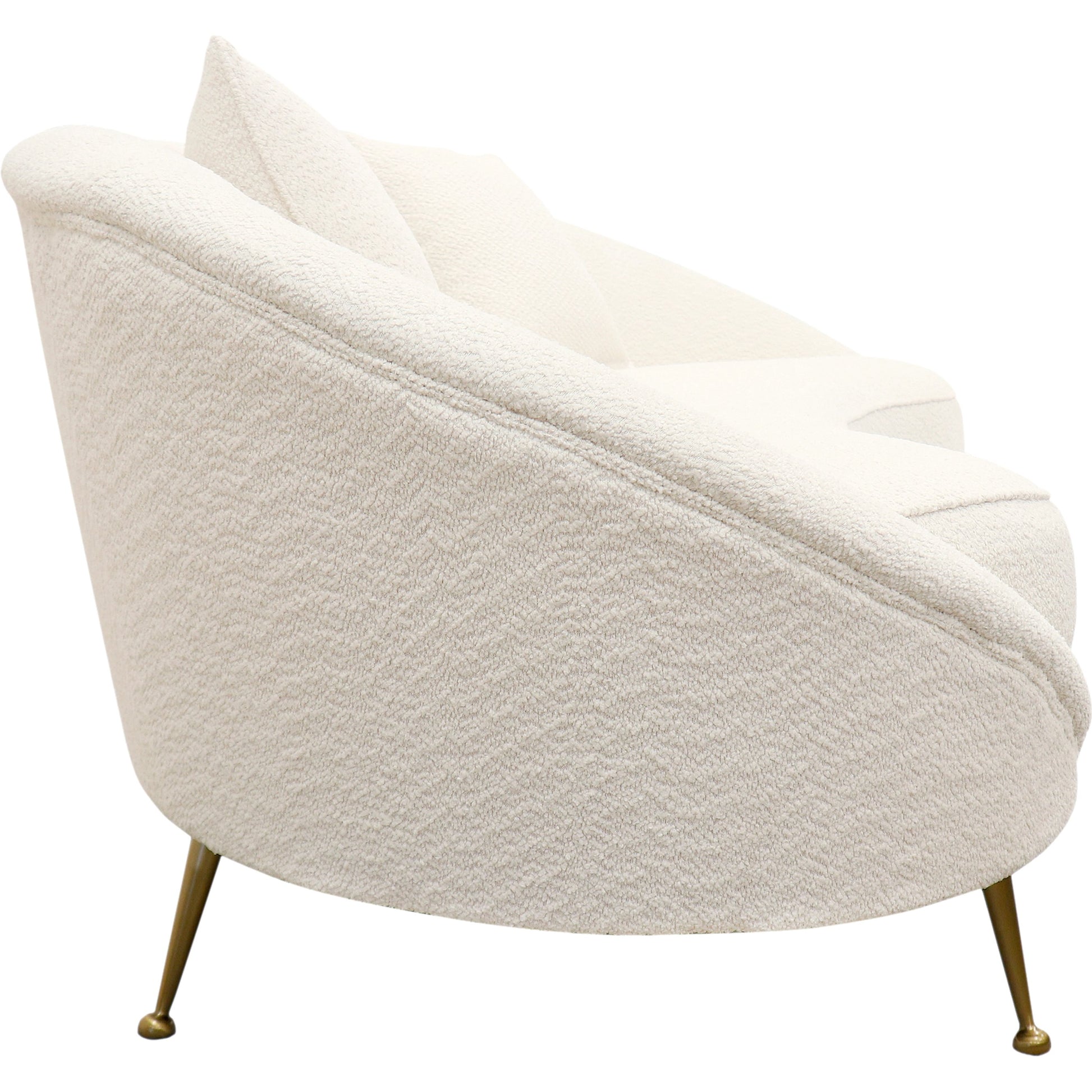 Vicenza Curved Sofa by Pasargad Home in ivory. Made from polyester fabric in a modern style.