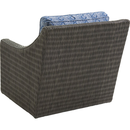 Cypress Point Ocean Terrace Swivel Glider Lounge Chair by Tommy Bahama Outdoor in blue. Made from unique in a coastal style.