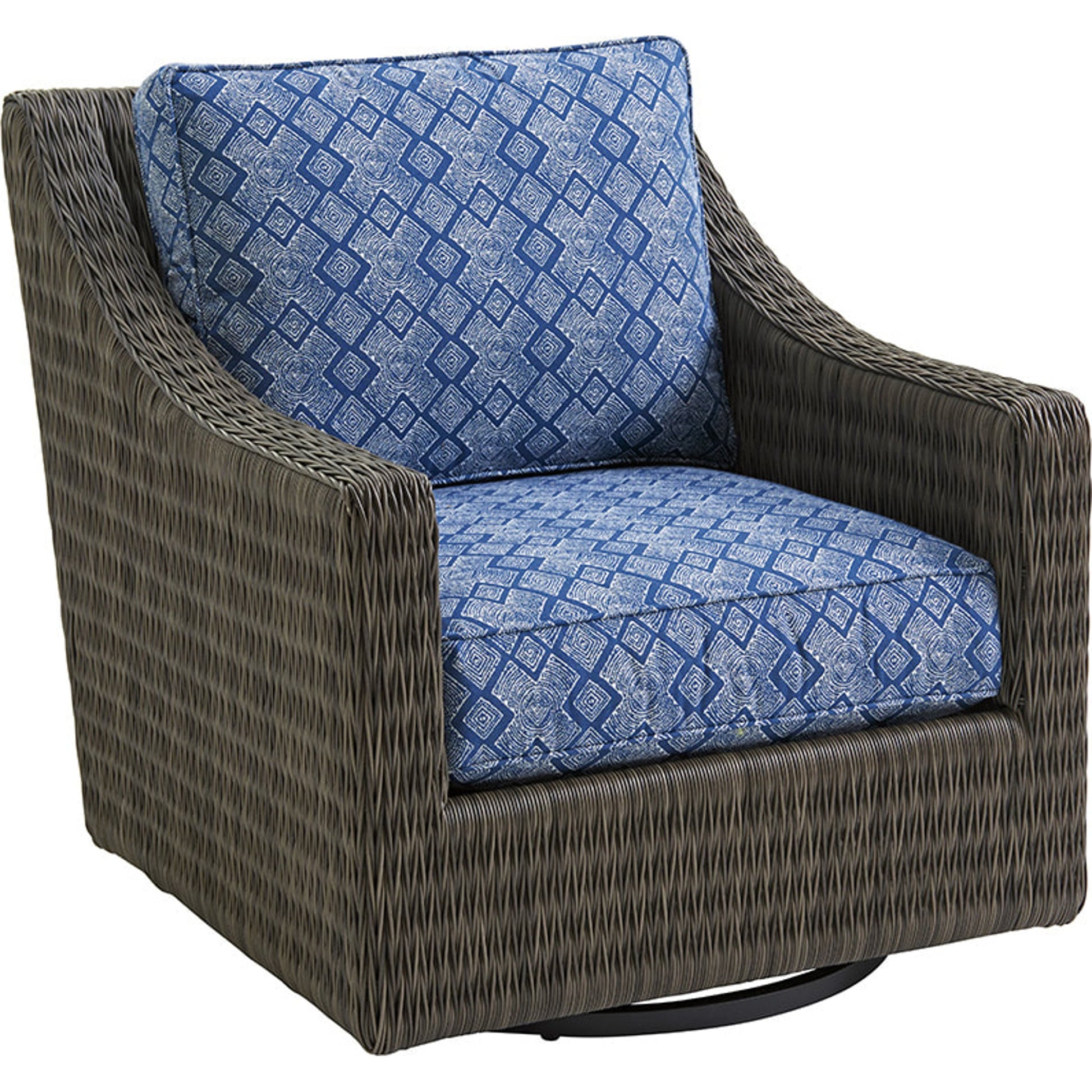 Cypress Point Ocean Terrace Swivel Glider Lounge Chair by Tommy Bahama Outdoor in blue. Made from unique in a coastal style.