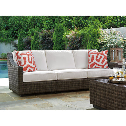 Cypress Point Ocean Terrace Long Sofa by Tommy Bahama Outdoor in blue. Made from unique in a coastal style.