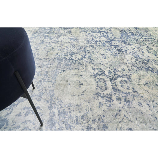 Cassina Rug - Light Silver, Blue by Exquisite Rugs in light silver/blue. Made from unique in a unique style.