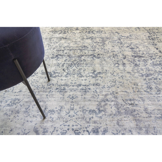 Cassina Rug by Exquisite Rugs in gray, ivory. Made from bamboo silk in a unique style.
