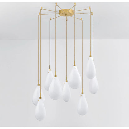 Ironwood 9-Light Chandelier by Hudson Valley in aged brass. Made from steel in a modern style.