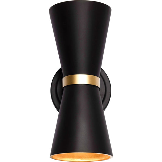Mad Hatter Sconce by Varaluz in matte black/french gold. Made from unique in a modern style.