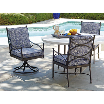 Pavlova Round Dining Table by Tommy Bahama Outdoor in textured graphic white. Made from unique in a transitional style.