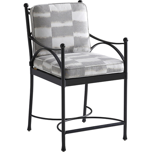 Pavlova Counter Stool by Tommy Bahama Outdoor in grey and graphite. Made from unique in a transitional style.