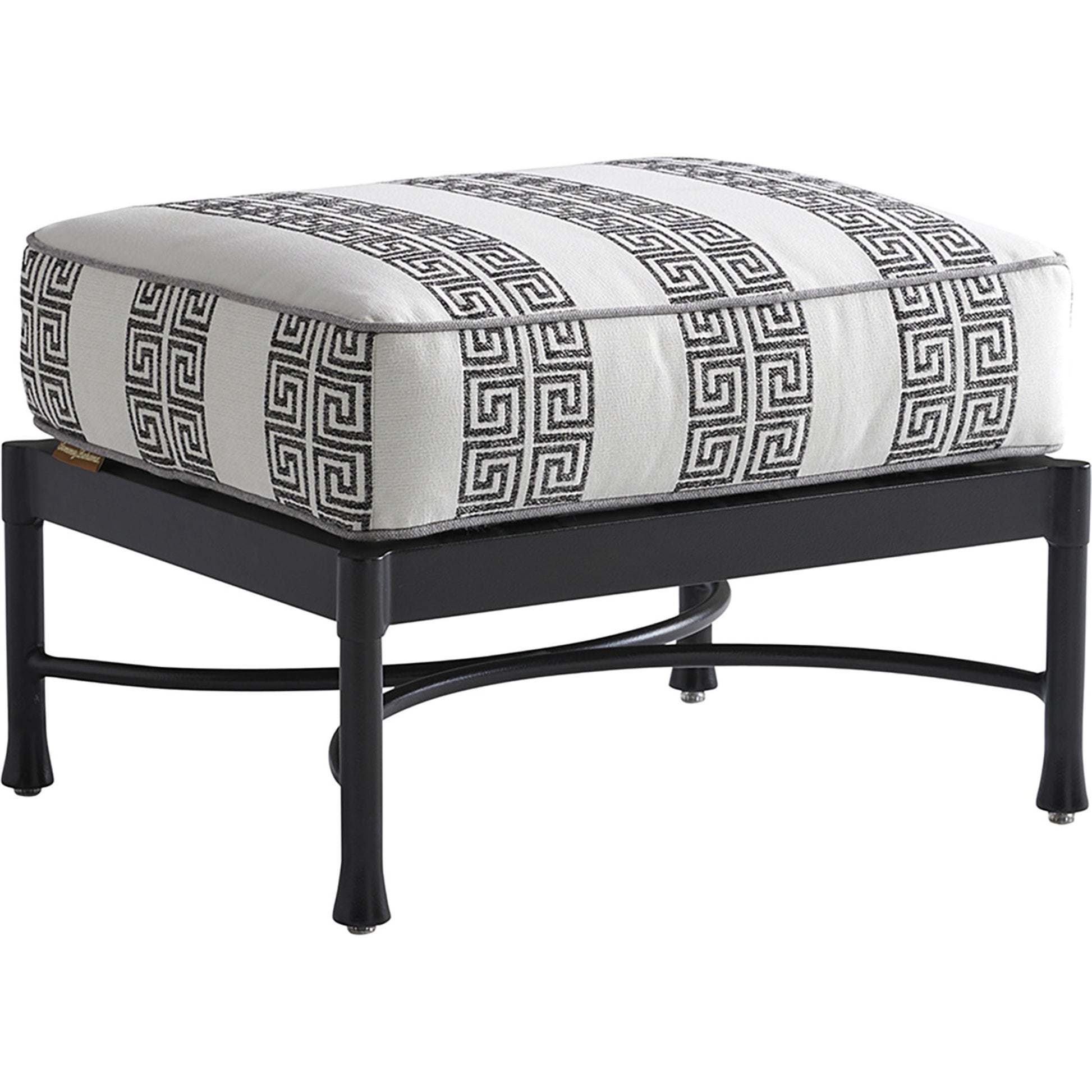 Pavlova Ottoman by Tommy Bahama Outdoor in graphite. Made from aluminum, fabric in a transitional style.