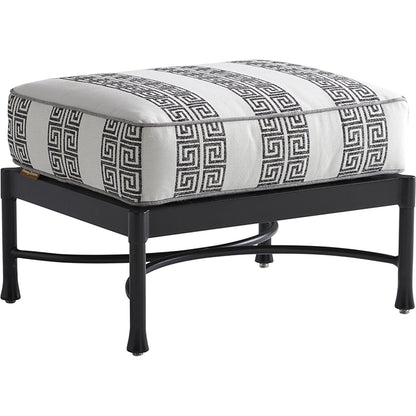 Pavlova Ottoman by Tommy Bahama Outdoor in graphite. Made from aluminum, fabric in a transitional style.