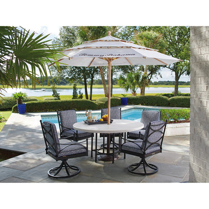 Pavlova Round Dining Table by Tommy Bahama Outdoor in textured graphic white. Made from unique in a transitional style.