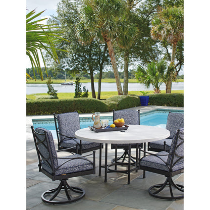 Pavlova Round Dining Table by Tommy Bahama Outdoor in textured graphic white. Made from unique in a transitional style.