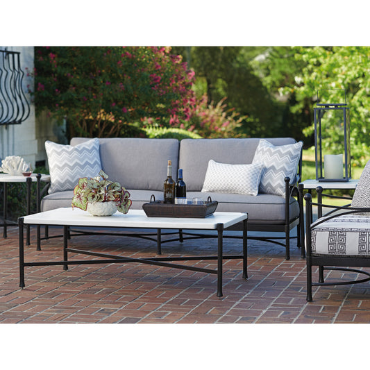 Pavlova Rectangular Cocktail Table by Tommy Bahama Outdoor in textured graphic white. Made from unique in a modern style.