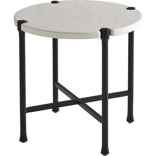 Pavlova Round End Table by Tommy Bahama Outdoor in textured graphic white. Made from unique in a modern style.