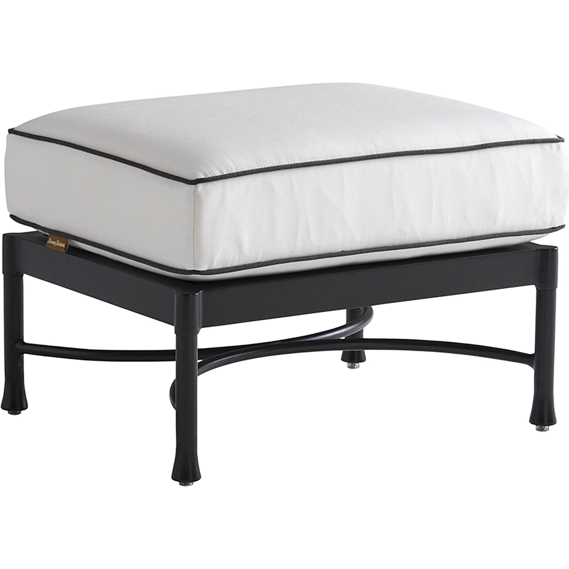 Pavlova Ottoman by Tommy Bahama Outdoor in graphite. Made from aluminum, fabric in a transitional style.