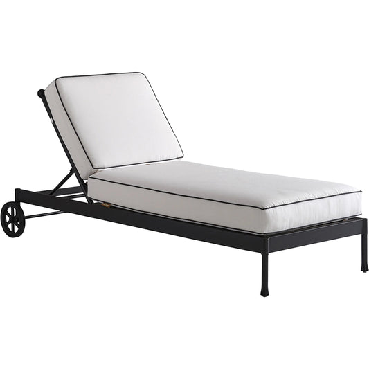Pavlova Chaise Lounge by Tommy Bahama Outdoor in white and graphite. Made from aluminum, fabric in a unique style.