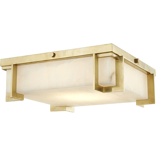 Delmar Square Led Flush Mount by Hudson Valley in aged brass. Made from brass in a transitional style.
