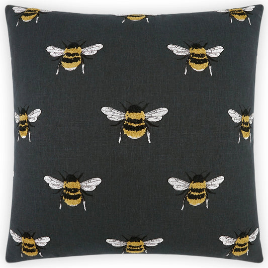 Busy Bee Pillow by DV Kap Home. Made from 58% cotton, 42% polyester / embroidery: 100% rayon in a modern style.