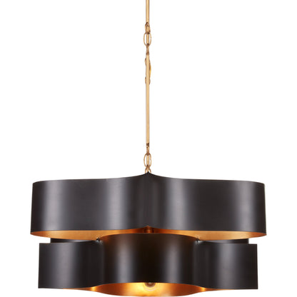 Grand Lotus Oval Chandelier by Currey and Company. Made from wrought iron in a modern style.
