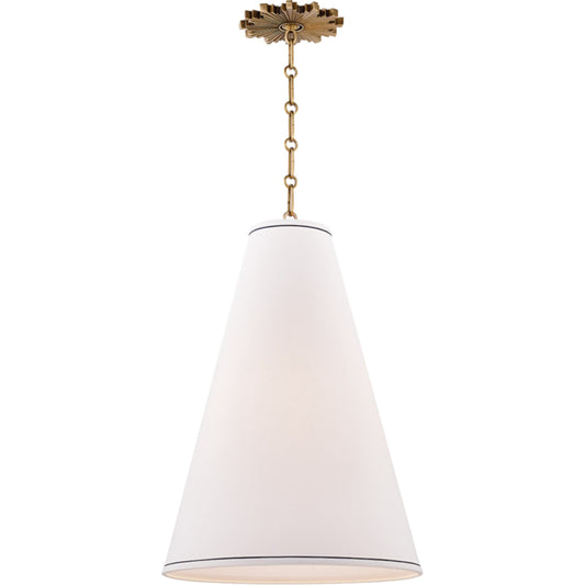 Worth Pendant by Hudson Valley in aged brass. Made from steel in a transitional style.