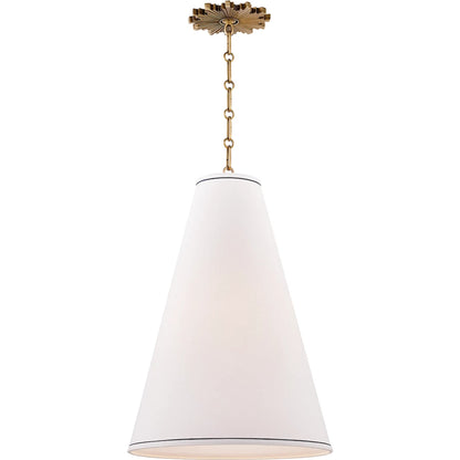 Worth Pendant by Hudson Valley in aged brass. Made from steel in a transitional style.