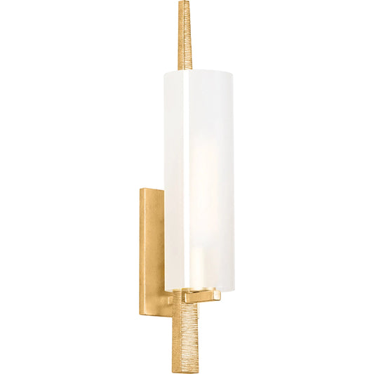 Vineland Wall Sconce by Hudson Valley in vintage gold leaf. Made from iron in a unique style.