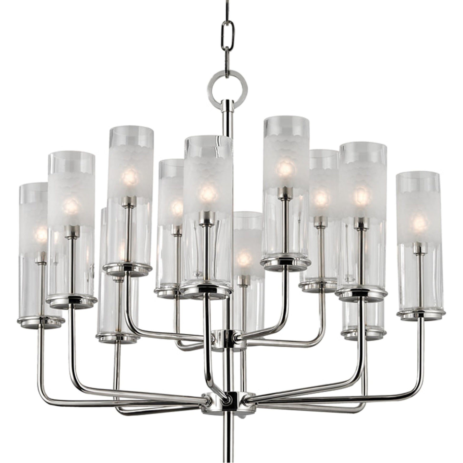 Wentworth Chandelier by Hudson Valley in polished nickel. Made from steel in a modern style.