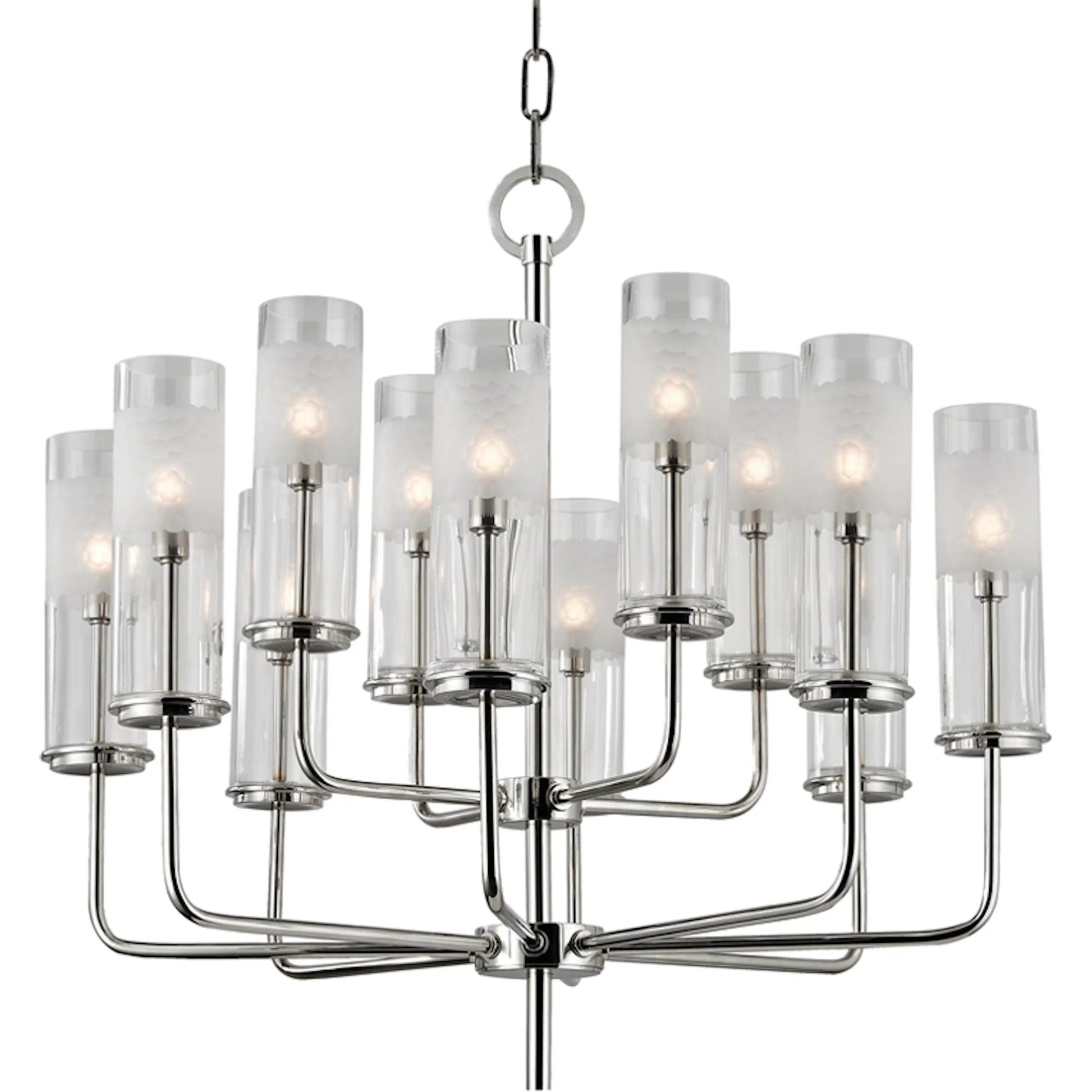 Wentworth Chandelier by Hudson Valley in polished nickel. Made from steel in a modern style.