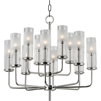 Wentworth Chandelier by Hudson Valley in polished nickel. Made from steel in a modern style.