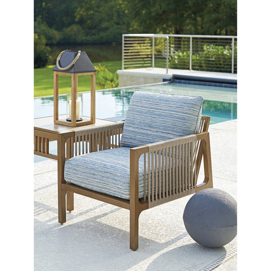 St Tropez Occasional Chair by Tommy Bahama Outdoor in natural, striped. Made from unique in a coastal style.