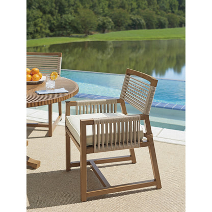 Cypress Point Ocean Terrace Arm Dining Chair by Tommy Bahama Outdoor in blue. Made from unique in a coastal style.