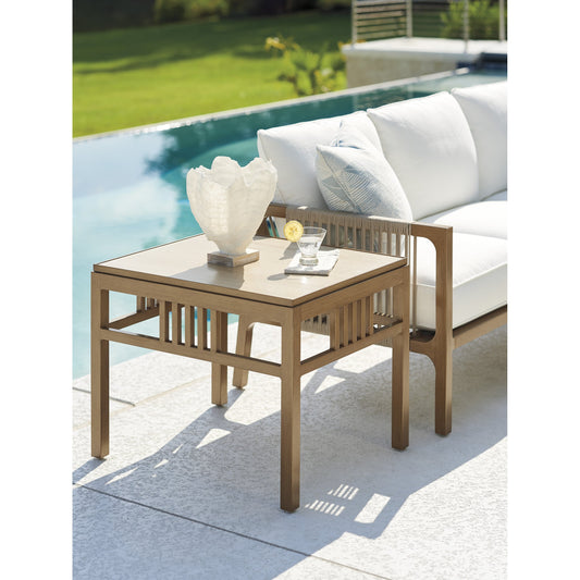 St Tropez Brown Rectangular End Table by Tommy Bahama Outdoor. Made from unique in a transitional style.