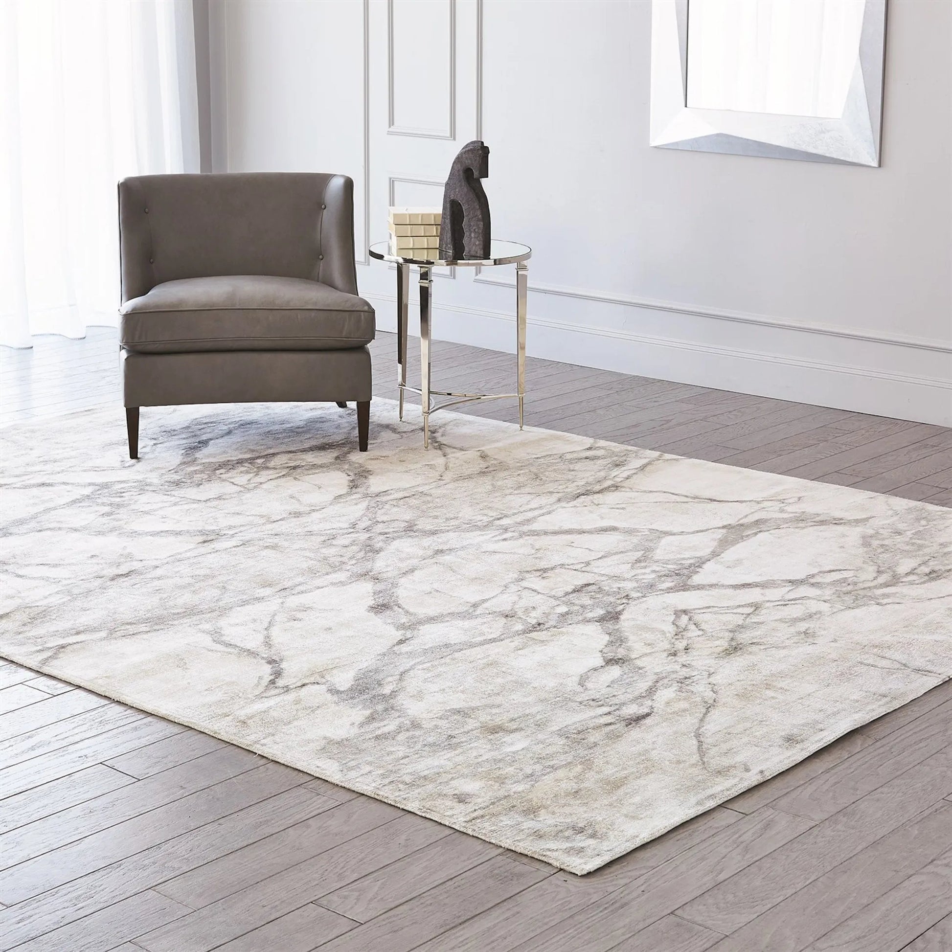 Mirror Match Marble Rug by Global Views in neutral and marble. Made from unique in a traditional style.
