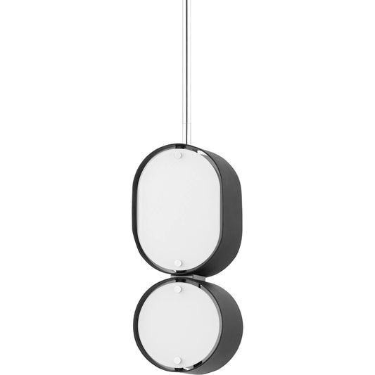 Opal Pendant by Corbett in soft black with stainless steel. Made from steel in a modern style.