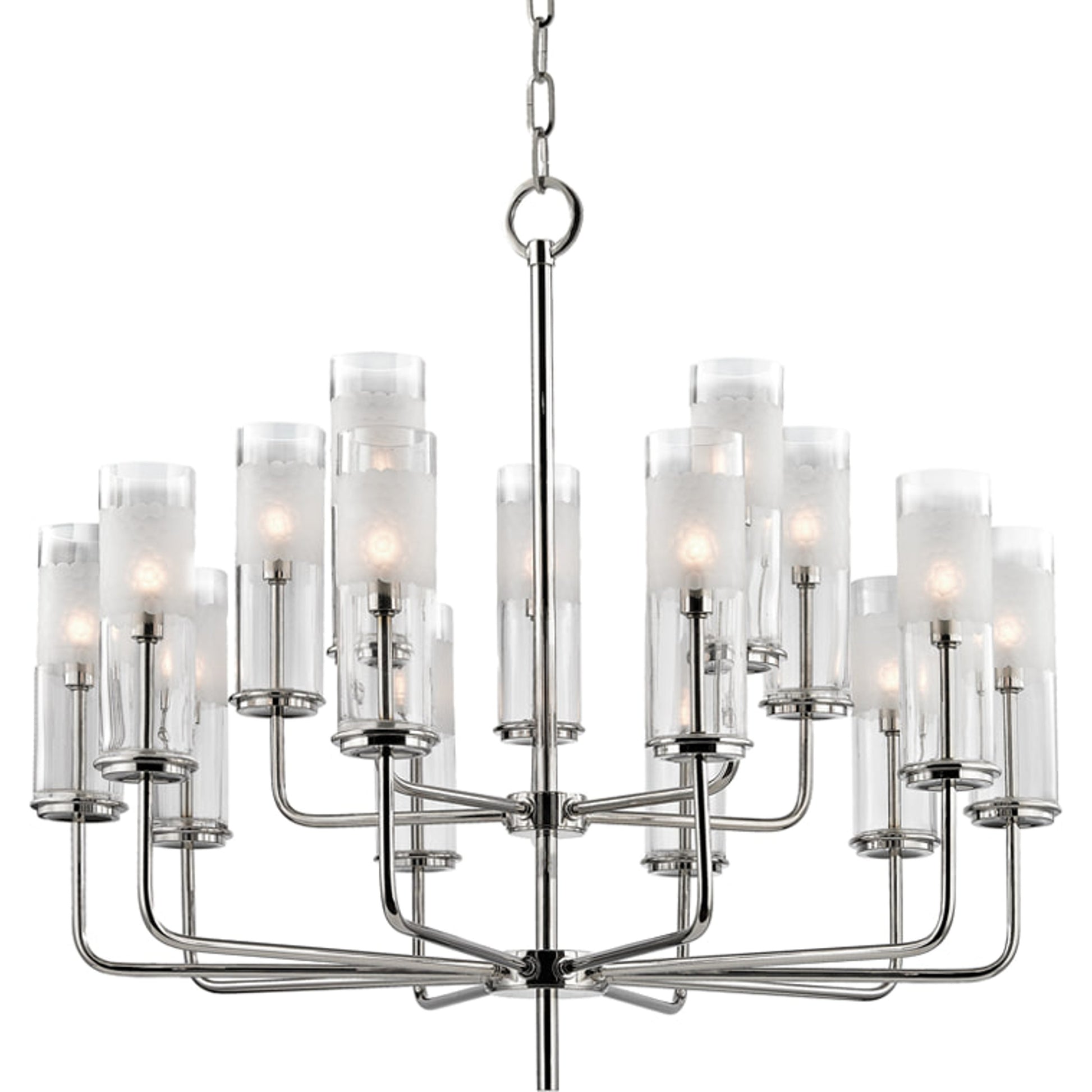 Wentworth Chandelier by Hudson Valley in polished nickel. Made from steel in a modern style.