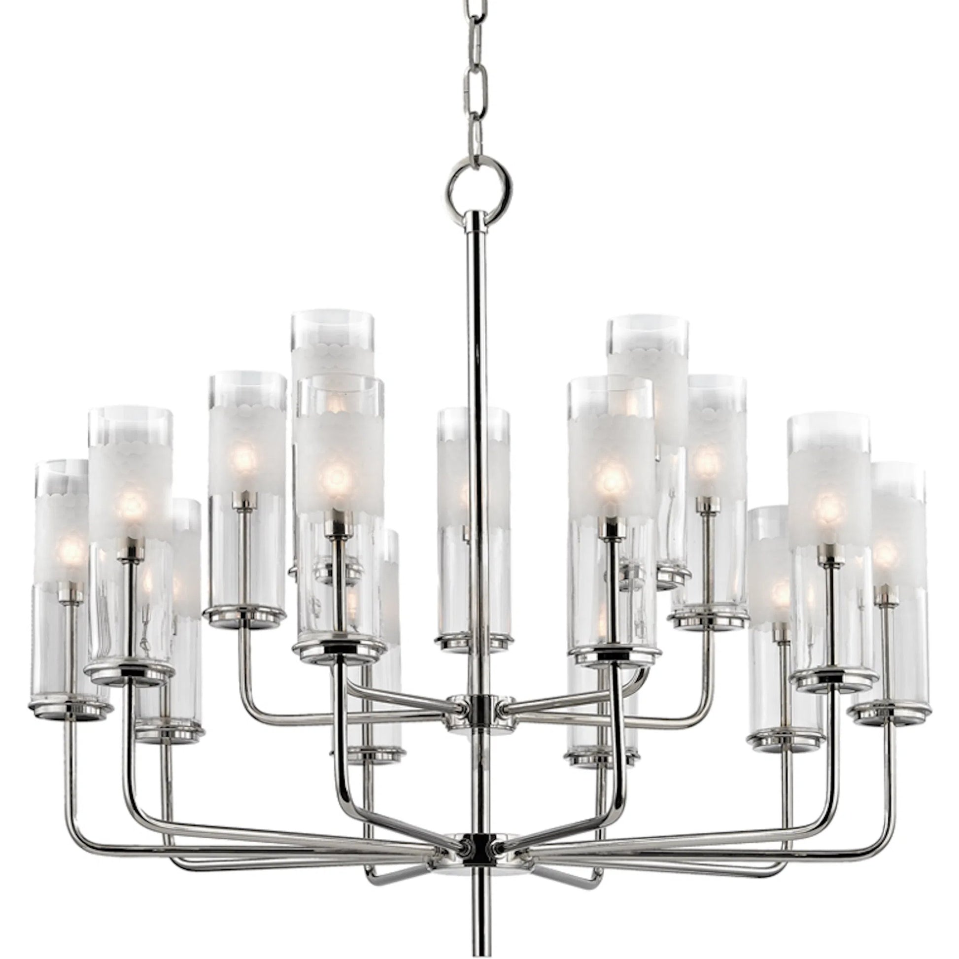 Wentworth Chandelier by Hudson Valley in polished nickel. Made from steel in a modern style.