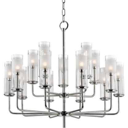 Wentworth Chandelier by Hudson Valley in polished nickel. Made from steel in a modern style.