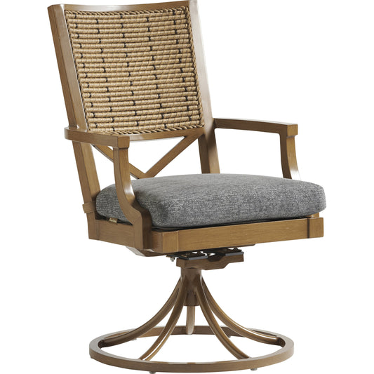 Swivel Rocker Dining Chair by Tommy Bahama Home in gray. Made from unique in a coastal style.
