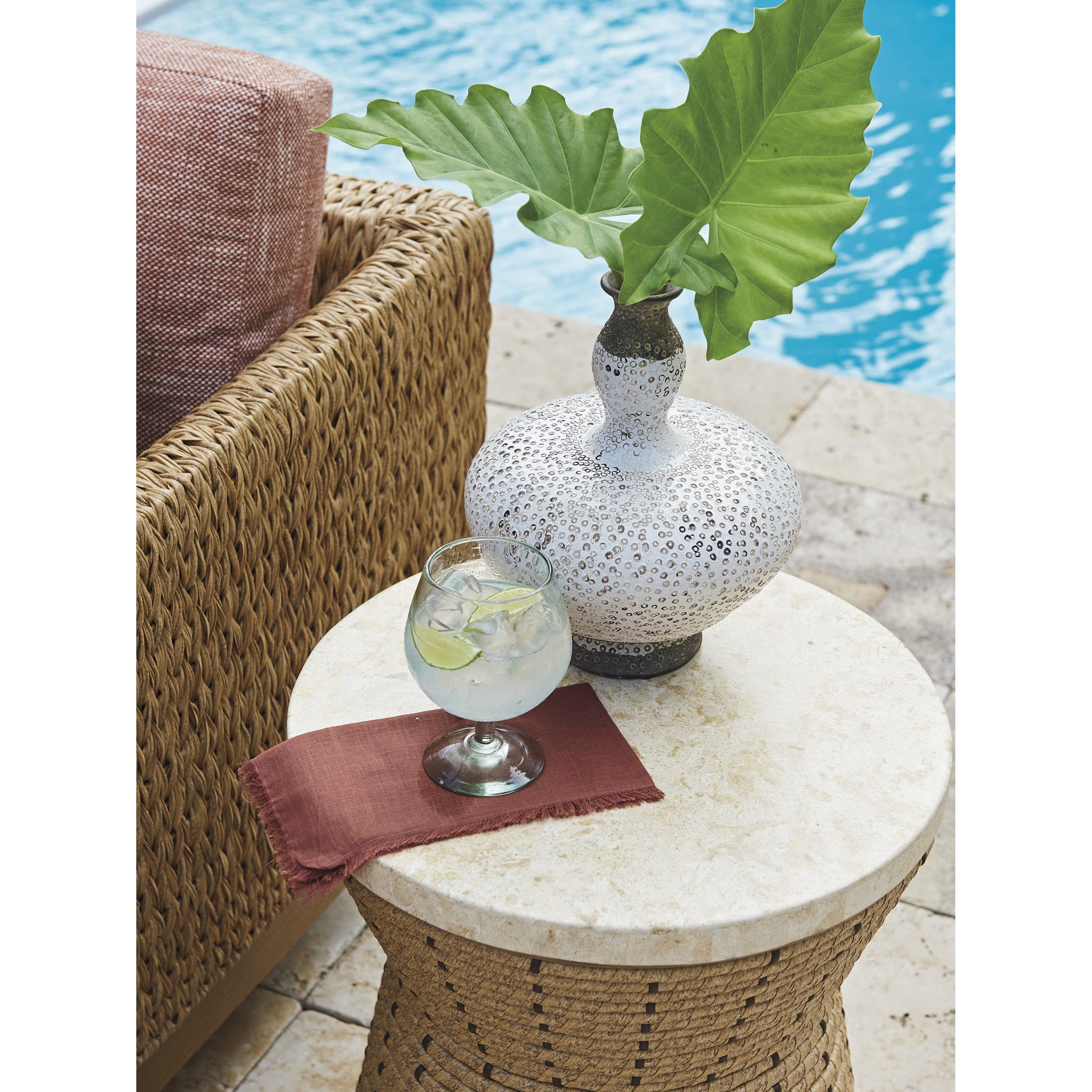 Los Altos Valley View Round Side Table by Tommy Bahama Outdoor. Made from unique in a coastal style.
