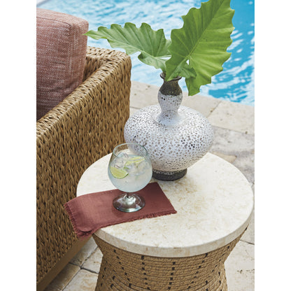 Los Altos Valley View Round Side Table by Tommy Bahama Outdoor. Made from unique in a coastal style.