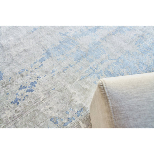 Cassina Rug - Sky Blue by Exquisite Rugs in sky blue. Made from bamboo silk, cotton in a unique style.