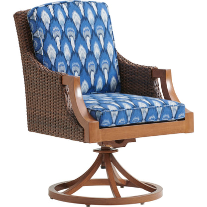 Harbor Isle Swivel Rocker Arm Dining Chair by Tommy Bahama Outdoor in blue. Made from unique in a coastal style.