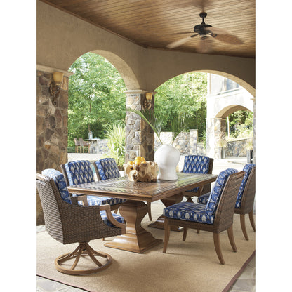 Harbor Isle Swivel Rocker Arm Dining Chair by Tommy Bahama Outdoor in blue. Made from unique in a coastal style.