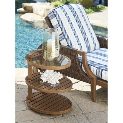 Harbor Isle Tiered End Table by Tommy Bahama Outdoor in walnut. Made from unique in a modern style.