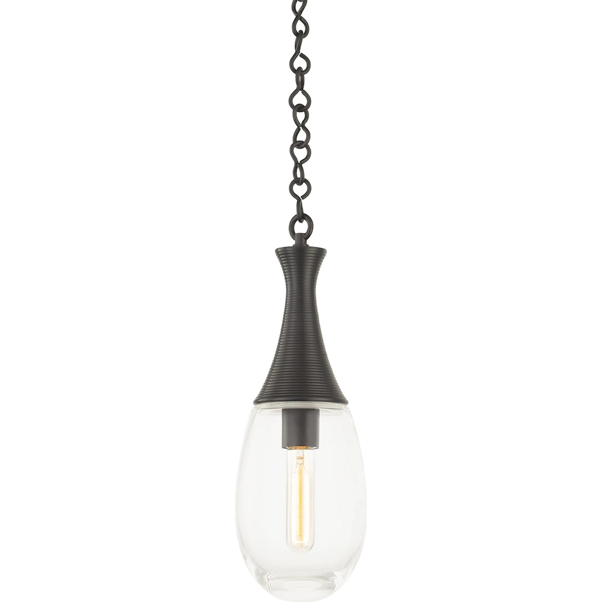 Southold Pendant by Hudson Valley in black brass. Made from steel in a transitional style.