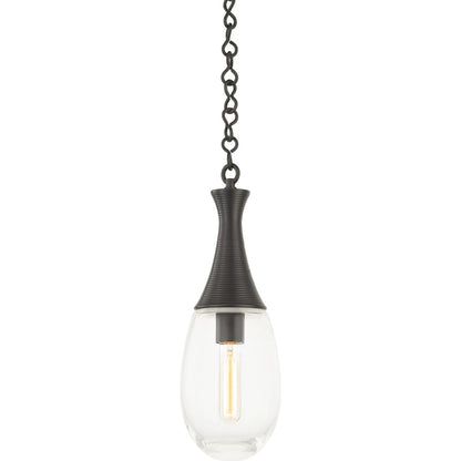 Southold Pendant by Hudson Valley in black brass. Made from steel in a transitional style.