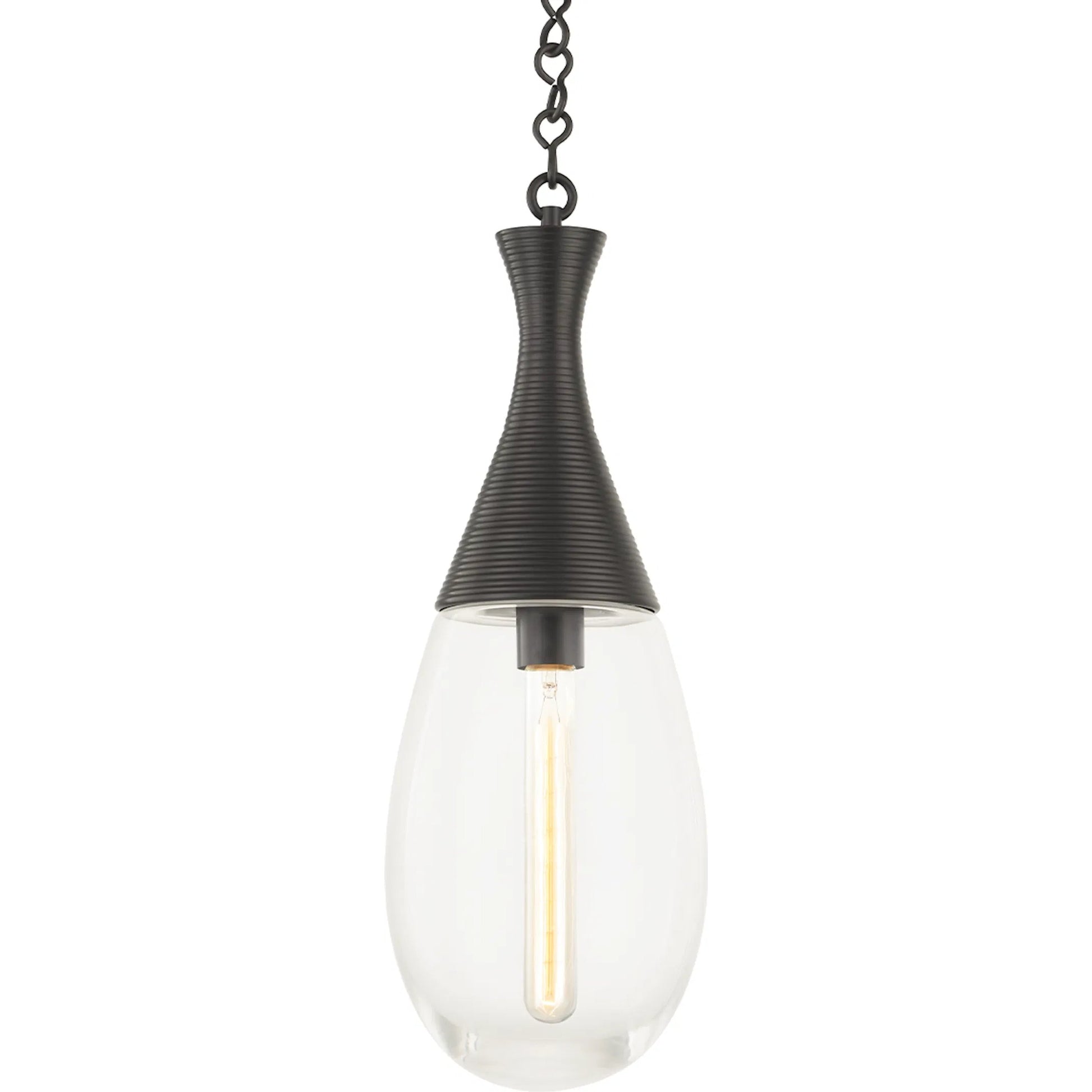 Southold Pendant by Hudson Valley in black brass. Made from steel in a transitional style.