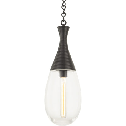 Southold Pendant by Hudson Valley in black brass. Made from steel in a transitional style.