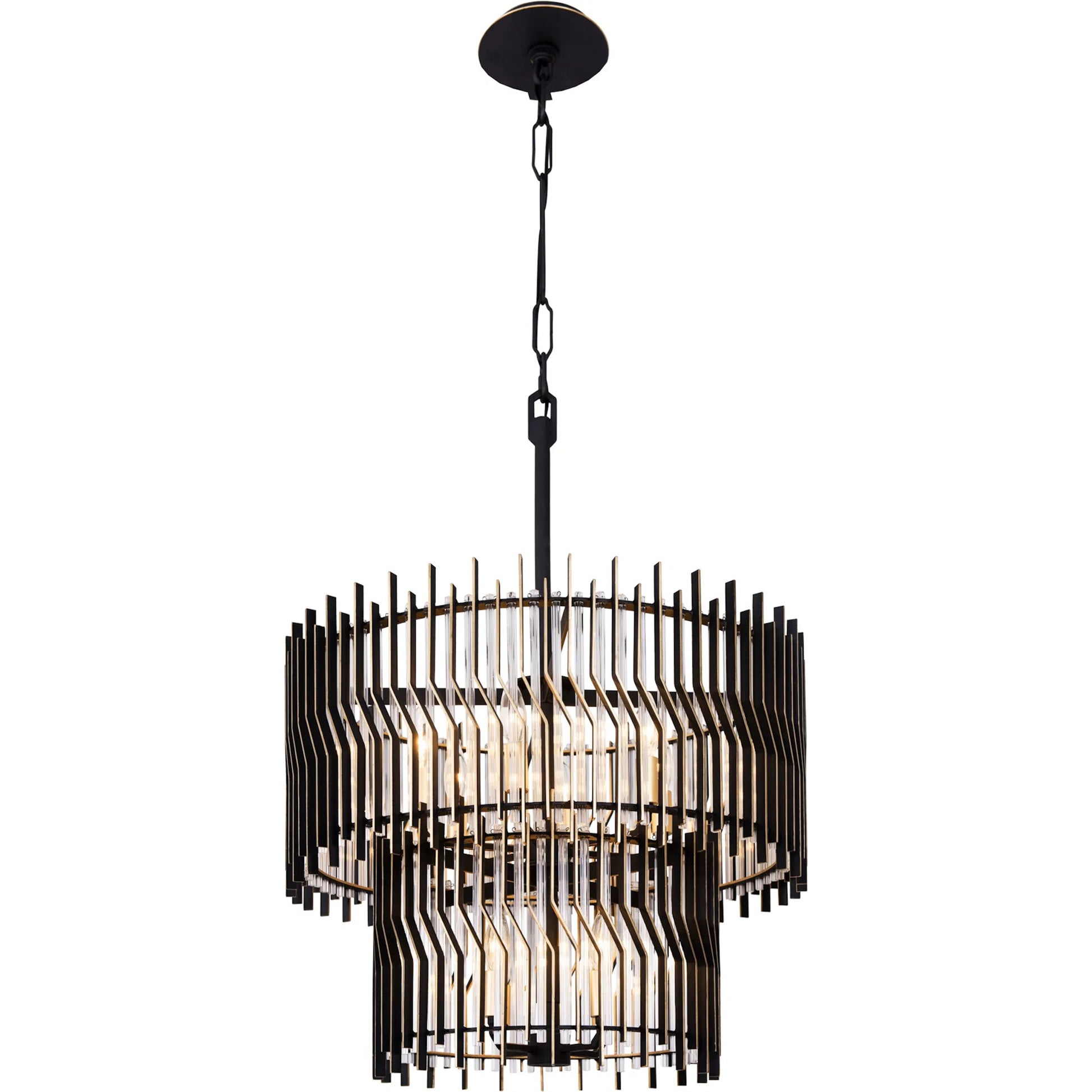 Park Row 2-Tier Chandelier by Varaluz in matte black, french gold. Made from unique in a modern style.