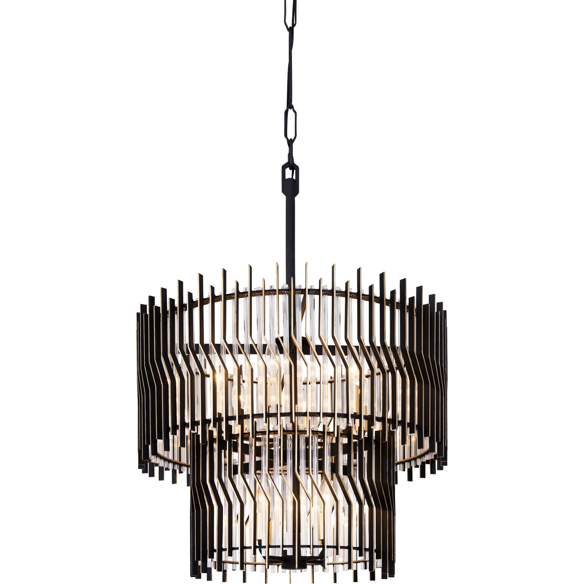 Park Row 2-Tier Chandelier by Varaluz in matte black, french gold. Made from unique in a modern style.